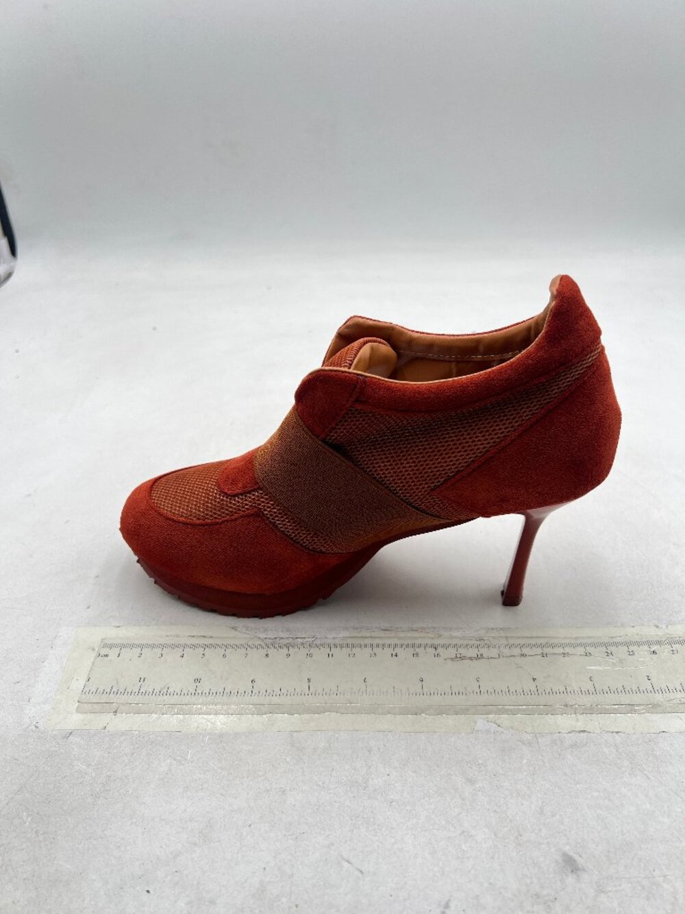 Brown Beathable Mesh Sneaker Pull On Stiletto High Heels Stylish Pumps